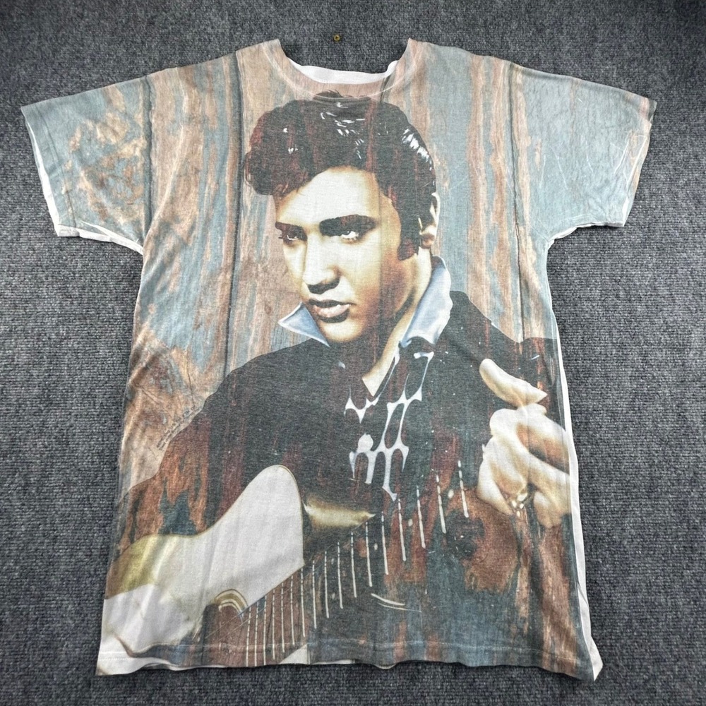 Elvis Presley All Over Print Graphic T-Shirt  XL Logo Vision Rock N Roll Tee